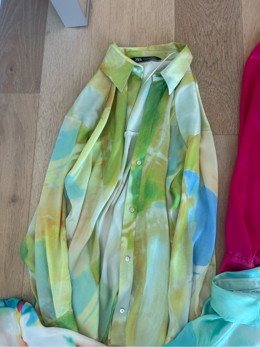 Zara Women’s Multi-Color Tie-Dye Button-Down Shirt